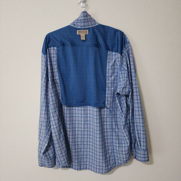 Duluth Trading Mens Roll-Tab Sleeve Plaid Vented-Back Button-Down Shirt Blue XL - Picture 5 of 7